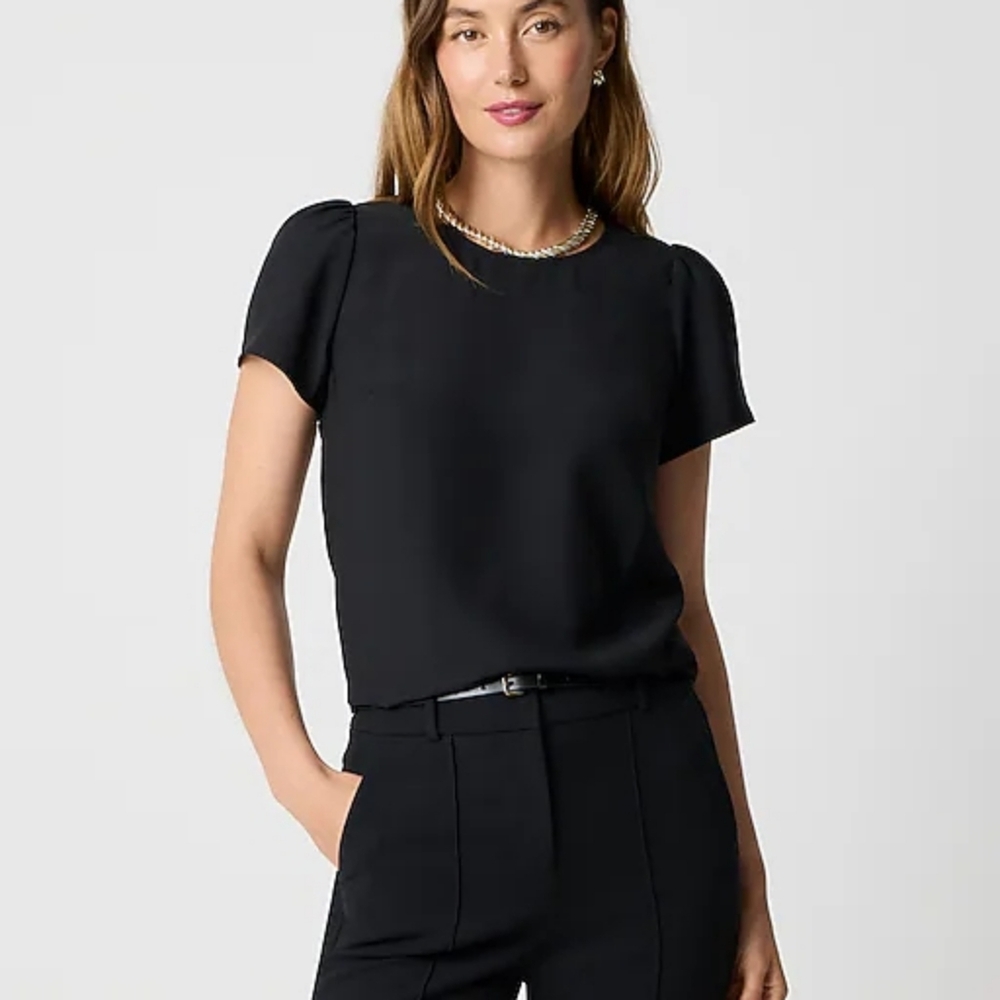J Crew Short-sleeve crepe top- S